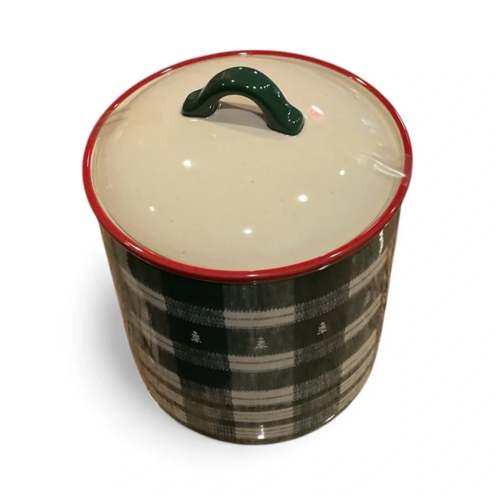 Stoneware Reactive Glaze Cookie Jar Green Plaid - Hearth & Hand Magnolia